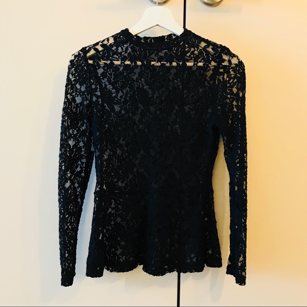 Black lace peplum top